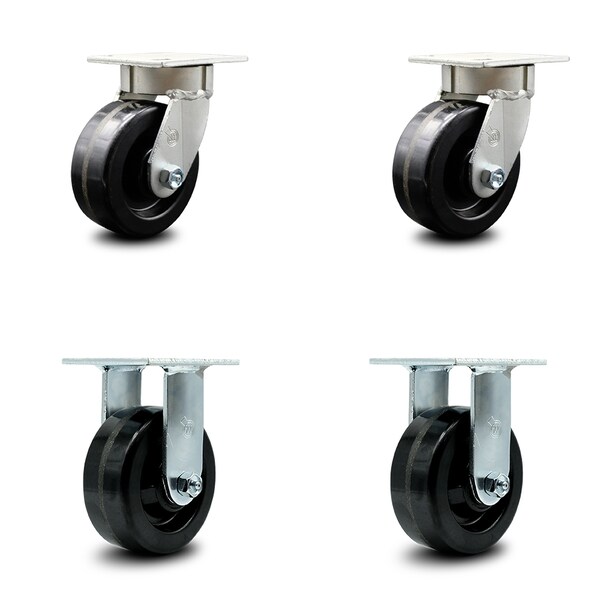 5 Inch Kingpinless Phenolic Wheel Swivel Caster Swivel 2 Rigid SCC, 2PK